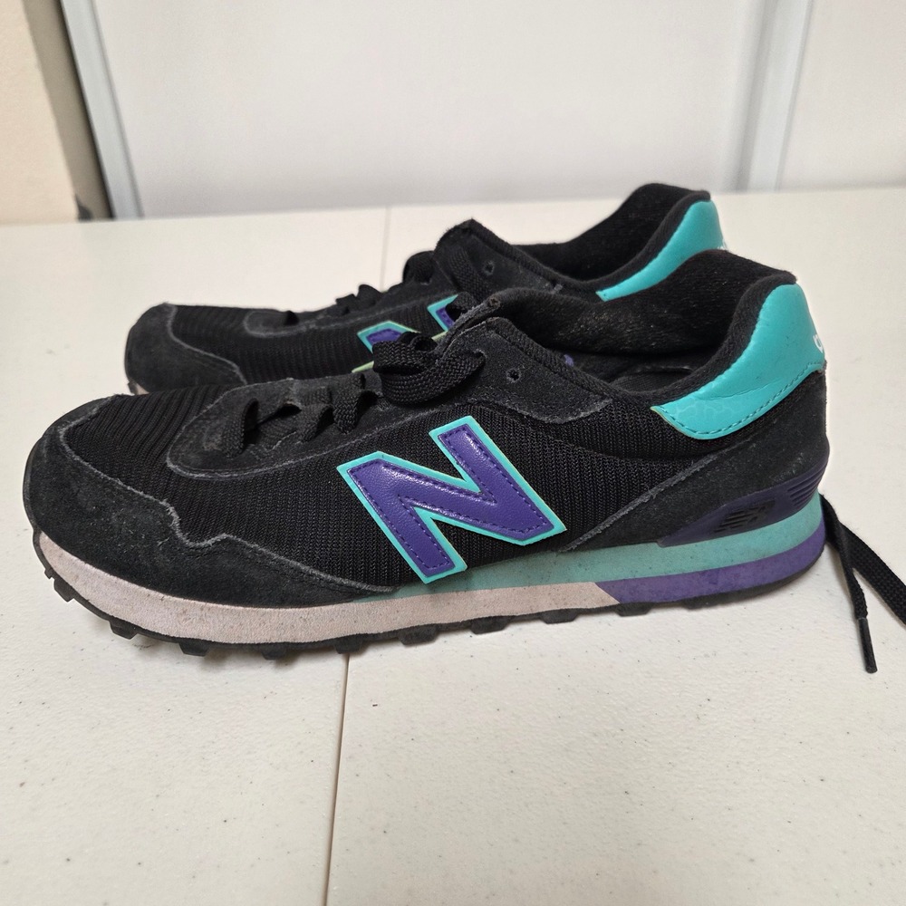 New Balance 515 Womens 8.5 Black Teal Purple Suede Mesh Sneakers WL515AAB